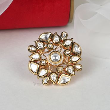 Traditional Kundan With Diamond Women Ring