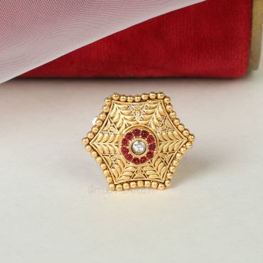 Much More Ruby Gold Look Adjustable Size Ring