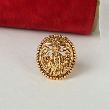 Temple Work Ganesh Gold Plated Ring Online
