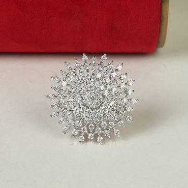 Silver Polish American Diamond Cocktail Ring