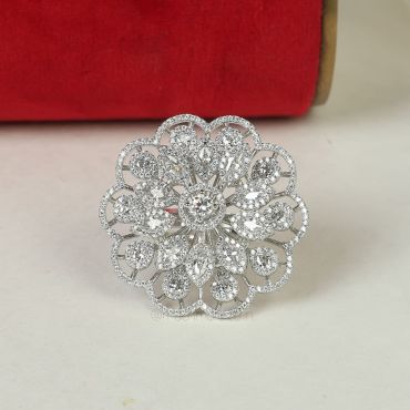 Rhodium Polish American Diamond Cocktail Ring