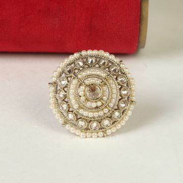 Order Antique Gold Tone Pearl Adjustable Size Ring