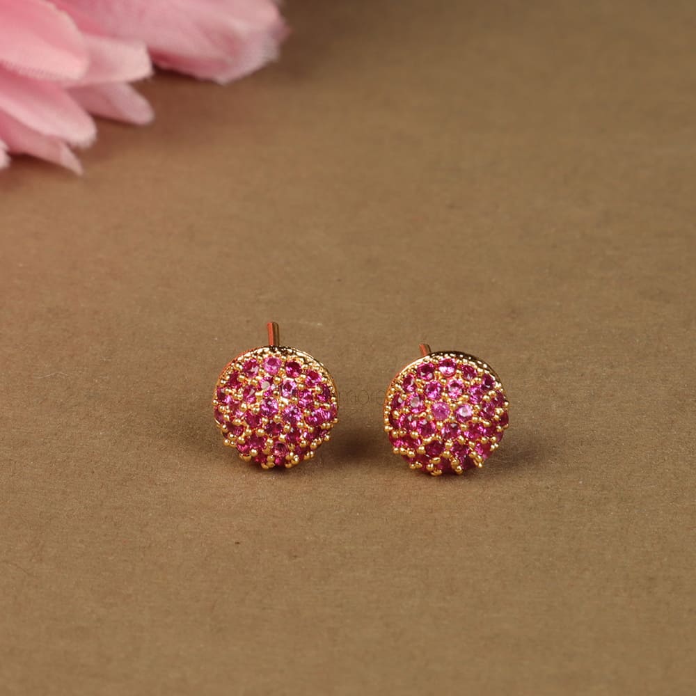 Gold Plated American Diamond Earrings - South India Jewels